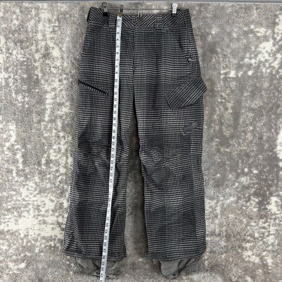 Burton Size XS Dryride Plaid Cargo Snowboard Pants Gray Button Zip Pocket Winter - Picture 2 of 13